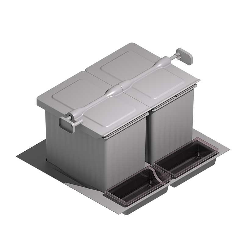 Cubo de Basura y Reciclaje para cajón de Cocina - Tapa de Acero