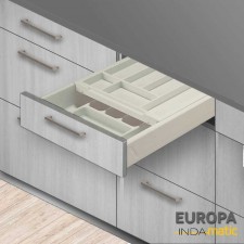 Cajón con Doble Cubertero de PVC Blanco Europa para Cocina