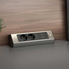 Regleta de 2 Enchufes y 2 Puertos USB para Rincón Casia 2 Inox