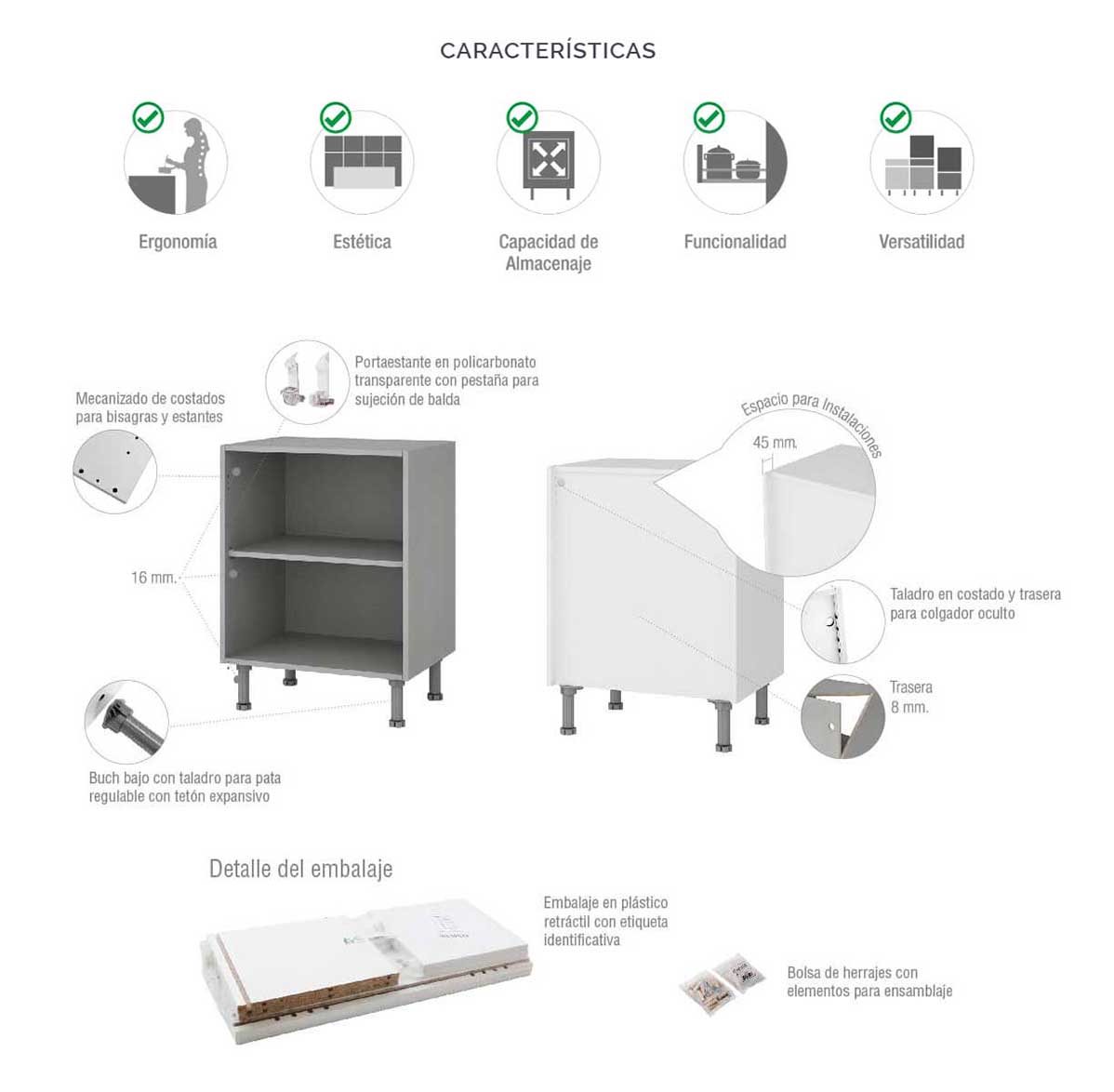 Persiana de Aluminio Satinado Natural para Mueble de Cocina